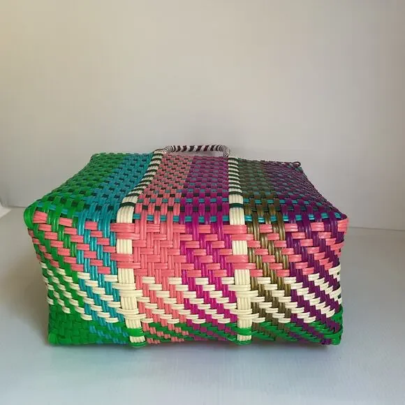 Colorful Handwoven Market & Beach Bag – Recycled Plastic Tote - Picture 6 of 9